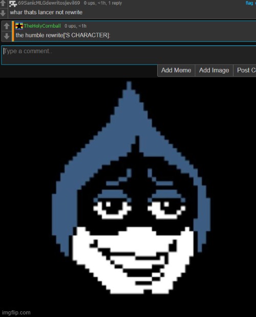 the humble rewrites character: | image tagged in lancer jpg | made w/ Imgflip meme maker