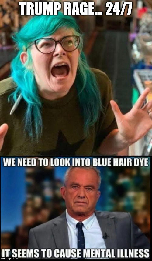 So many libs diagnosed with mental disorders | TRUMP RAGE... 24/7 | image tagged in wokester crying,blue dye,seems to cause mental illness | made w/ Imgflip meme maker