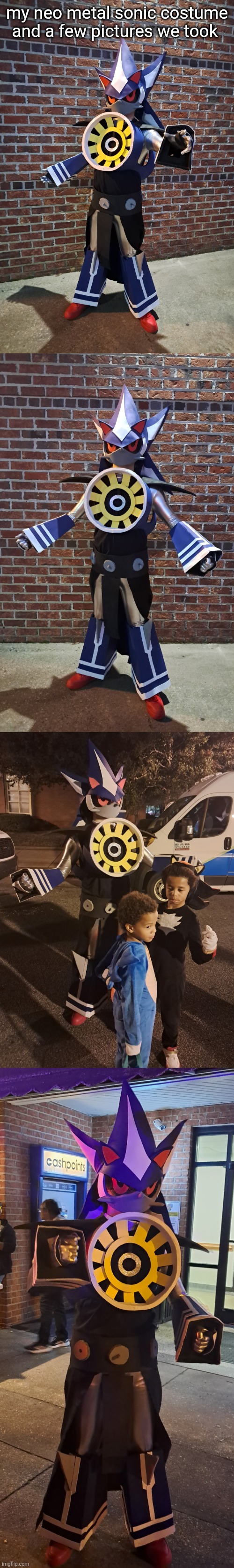 Had a ton of fun making this and showing it off | my neo metal sonic costume and a few pictures we took | made w/ Imgflip meme maker