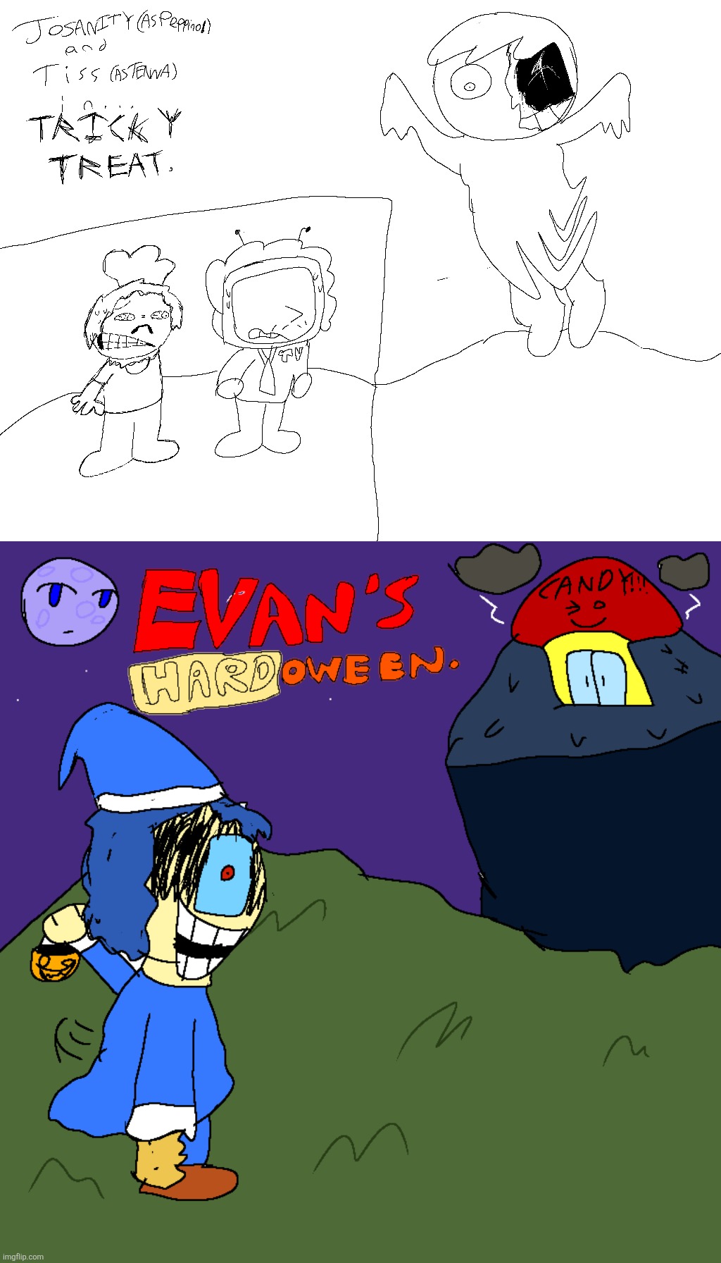 Just got back from trick-or-treating... Here's the (small) Halloween art I did last night! | made w/ Imgflip meme maker