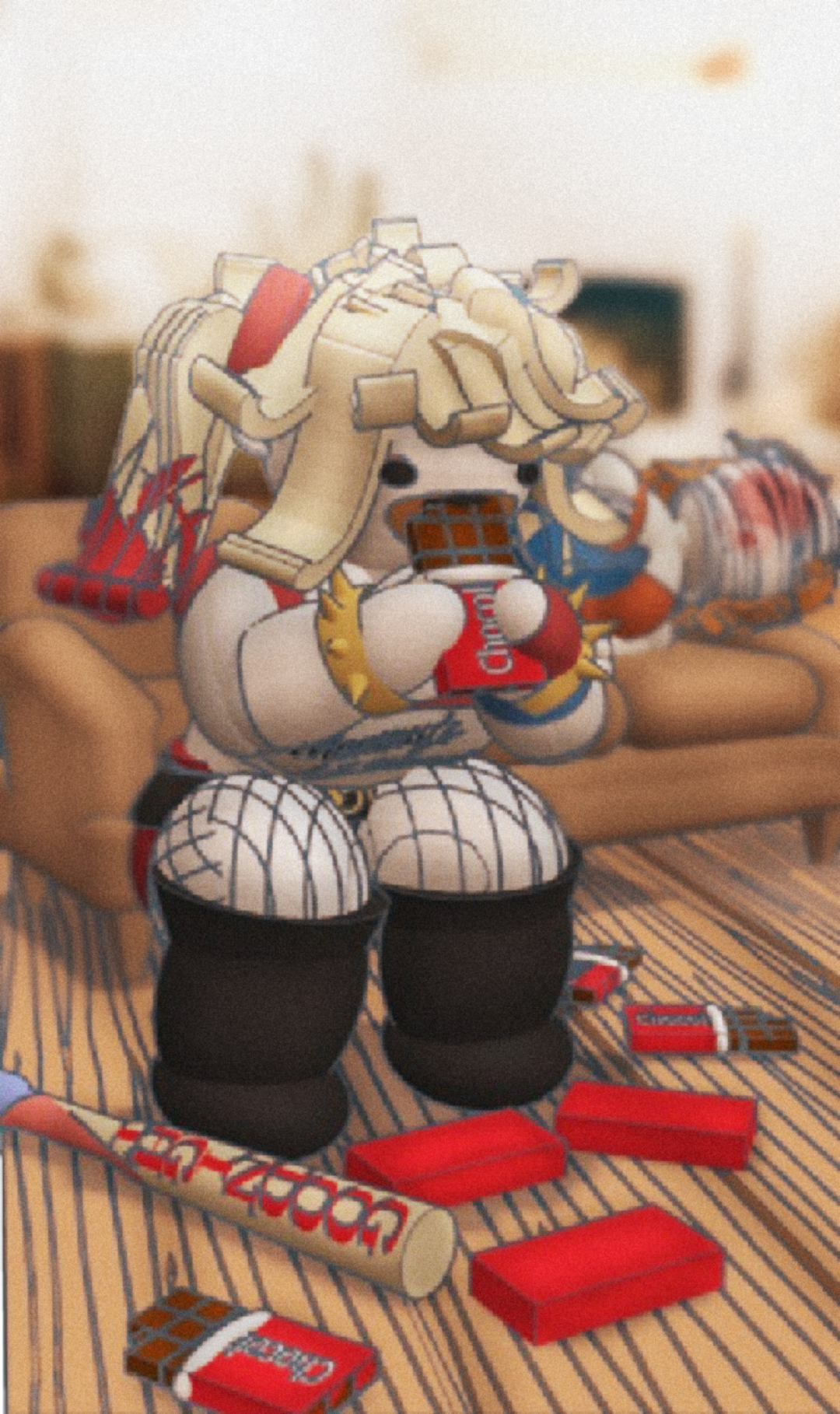 High Quality Clairely Quinn eating her Halloween candy Blank Meme Template