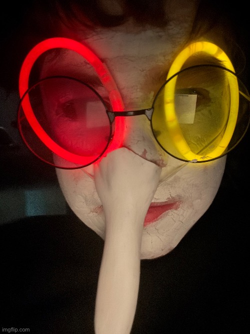 this was my costume (had to wear glow sticks to highlight glasses) | made w/ Imgflip meme maker