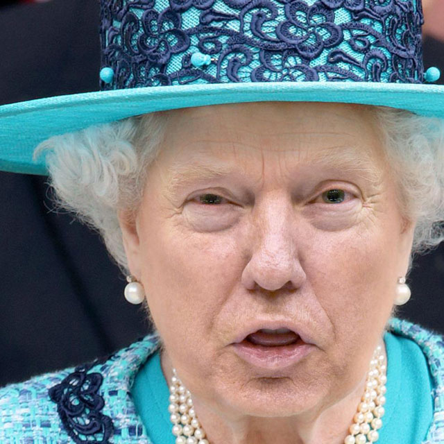 Trump’s Face Onto the Queen’s Blank Meme Template
