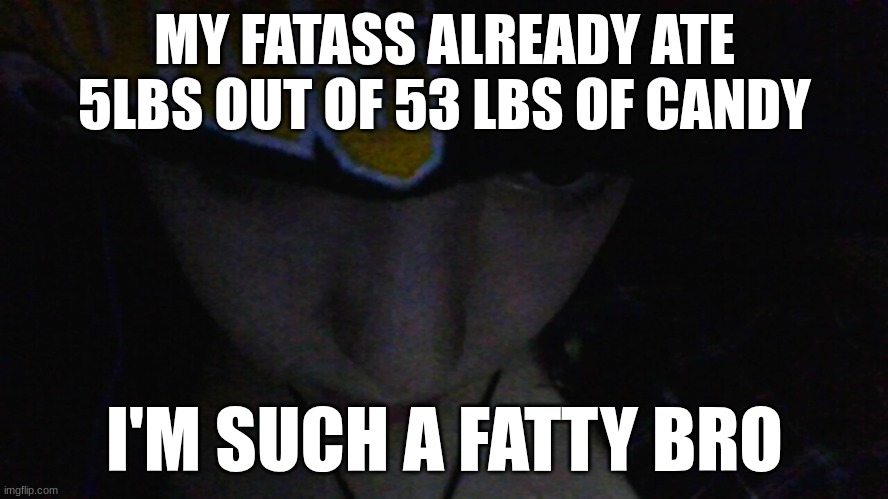 MY FATASS ALREADY ATE 5LBS OUT OF 53 LBS OF CANDY; I'M SUCH A FATTY BRO | made w/ Imgflip meme maker
