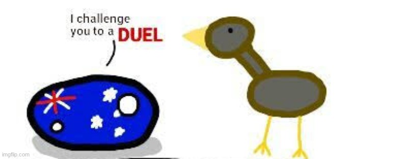 Australia: I CHALLENGE YOU TO A DUEL! | image tagged in australia i challenge you to a duel | made w/ Imgflip meme maker