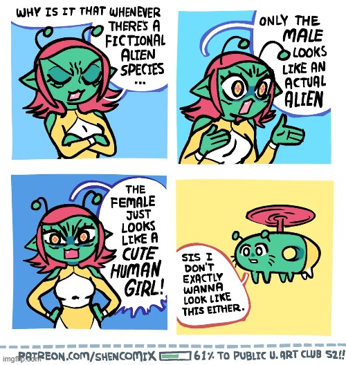 This also happens in fantasy and I hate it. | image tagged in aliens,male,female,pointlessly gendered,bodies,oof | made w/ Imgflip meme maker