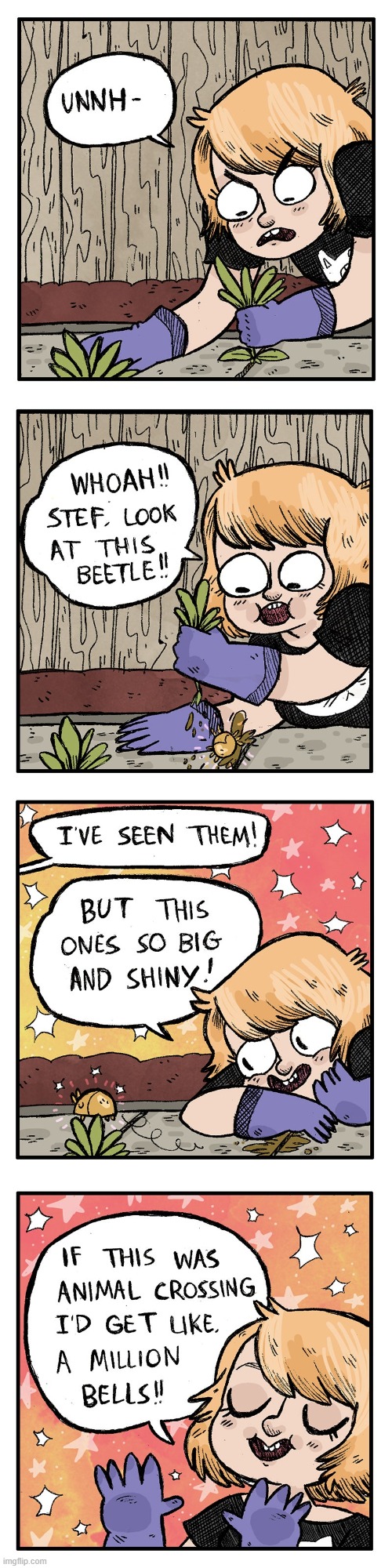 image tagged in garden,gardening,beetle,shiny,animal crossing,bells | made w/ Imgflip meme maker