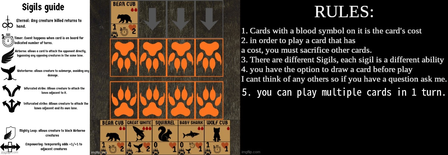 idk if anyone gonna wanna do this but I'm posting this here anyways | 5. you can play multiple cards in 1 turn. | made w/ Imgflip meme maker