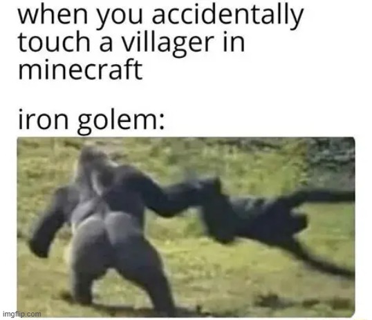 image tagged in minecraft,iron golem,villager | made w/ Imgflip meme maker