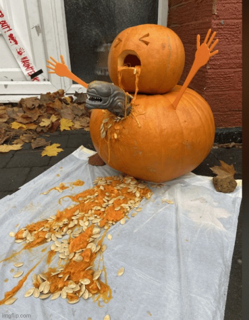 Alien Pumpkin | image tagged in alien,pumpkin | made w/ Imgflip meme maker