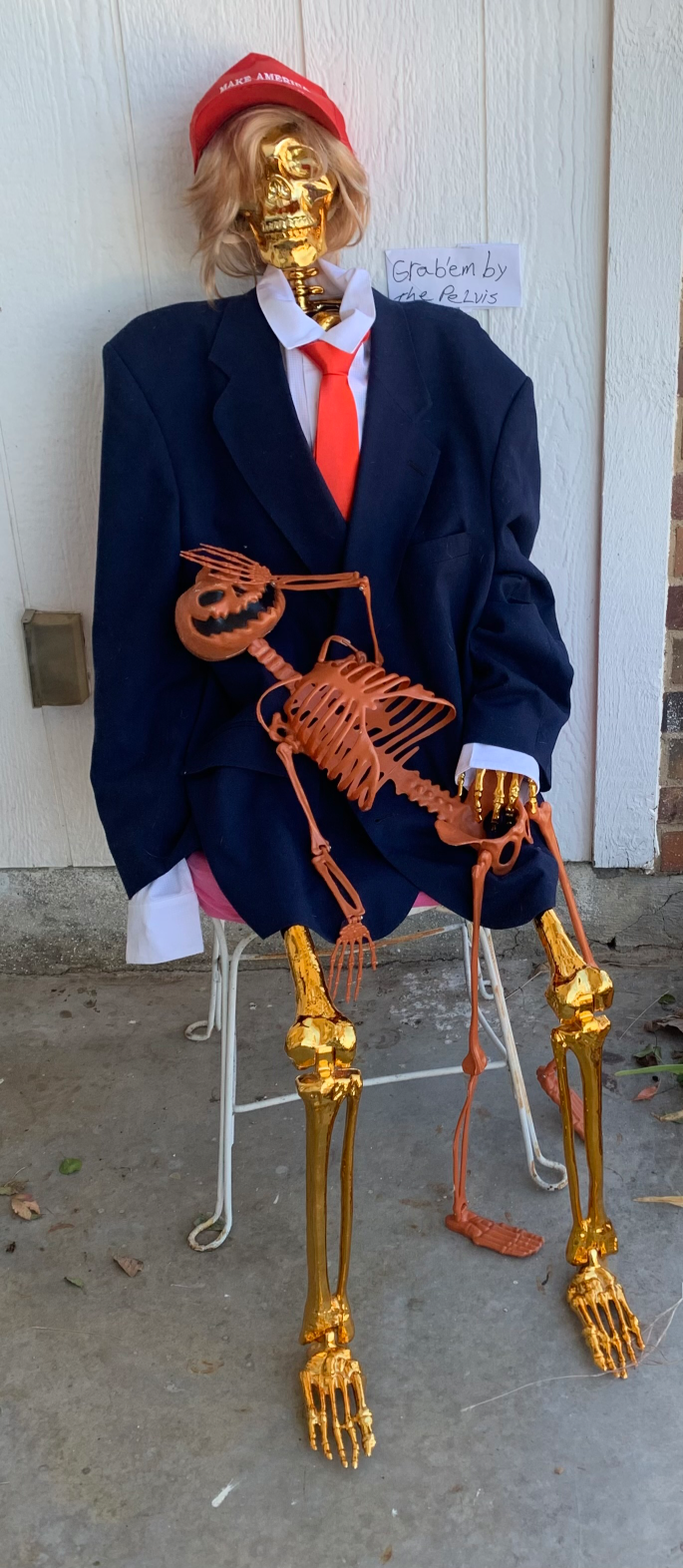 Halloween gold skeleton orange pumpkin demon Blank Meme Template