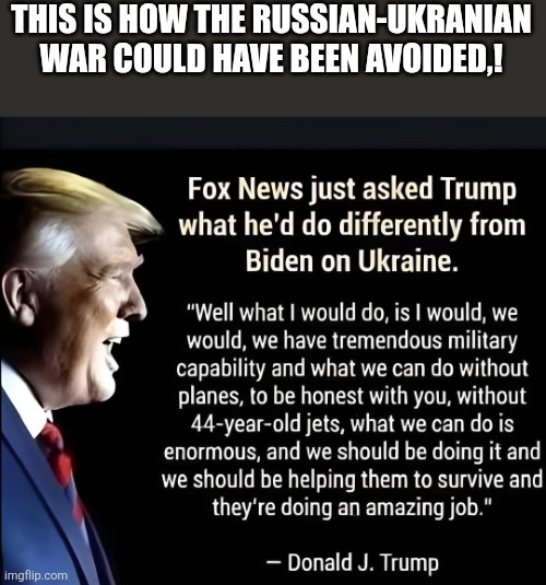 How to end a wat | THIS IS HOW THE RUSSIAN-UKRANIAN WAR COULD HAVE BEEN AVOIDED,! | image tagged in trump,donald trump,maga,conservative,russo-ukrainian war,nevertrump | made w/ Imgflip meme maker