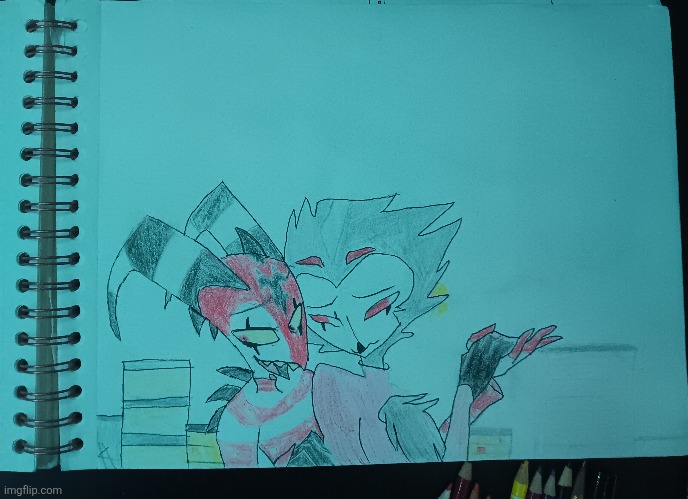 About 6 hours over 2½ days and it's done! | image tagged in stolas,blitz,helluva boss | made w/ Imgflip meme maker