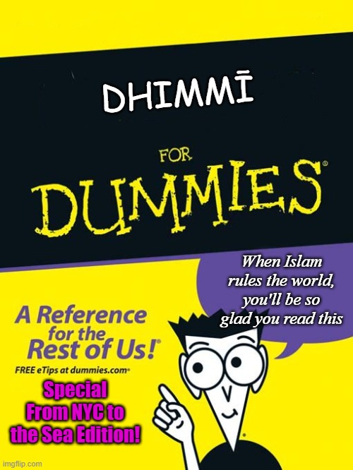Global Jihad won't end until the entire world submits... Use your heads NYC. | DHIMMĪ; When Islam rules the world, you'll be so glad you read this; Special From NYC to the Sea Edition! | image tagged in for dummies book | made w/ Imgflip meme maker