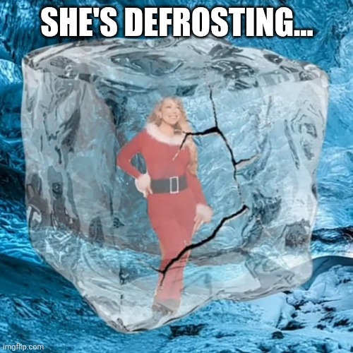 SHE'S DEFROSTING... | image tagged in mariah defrosting | made w/ Imgflip meme maker