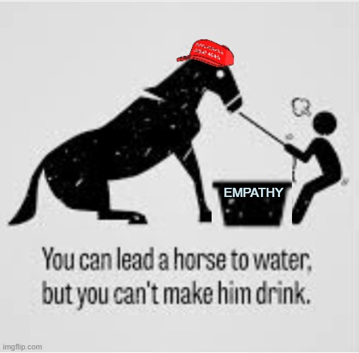 The real Christians keep trying, but ultimately the horse has to decide | EMPATHY | image tagged in lead a maga horse to water,maga,idiocracy,empathy | made w/ Imgflip meme maker