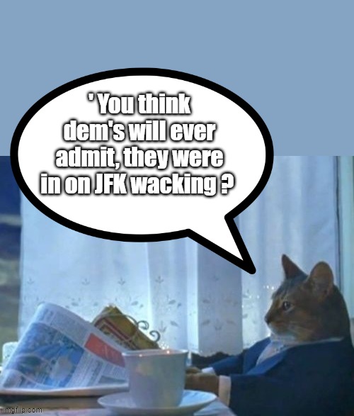 They always Wack the patsy, i don't know why they just don't come out of the closet, everyone knows | ' You think dem's will ever admit, they were in on JFK wacking ? | image tagged in memes,i should buy a boat cat | made w/ Imgflip meme maker