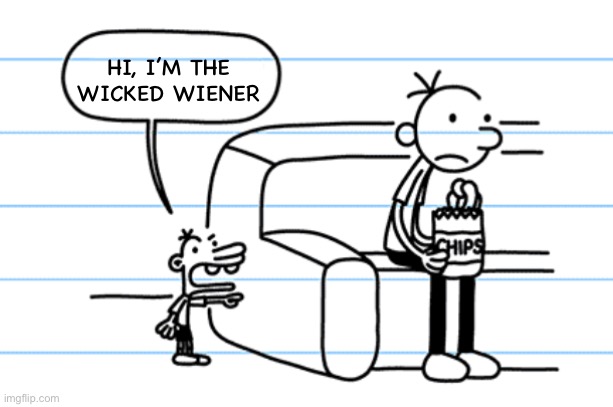 ploopy blank | HI, I’M THE WICKED WIENER | image tagged in ploopy blank | made w/ Imgflip meme maker