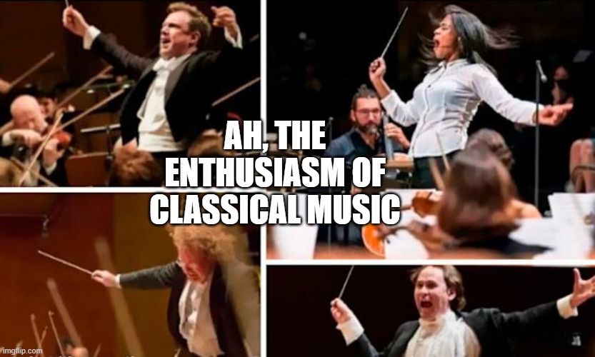 Classical Music!!! | AH, THE ENTHUSIASM OF CLASSICAL MUSIC | image tagged in classical music | made w/ Imgflip meme maker