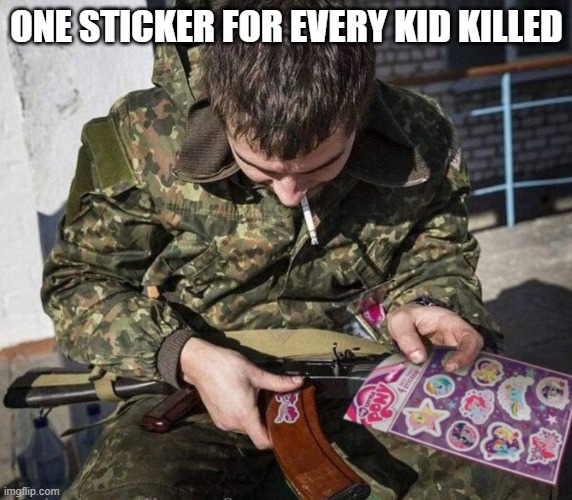 Gun Marks | ONE STICKER FOR EVERY KID KILLED | image tagged in dark humor | made w/ Imgflip meme maker
