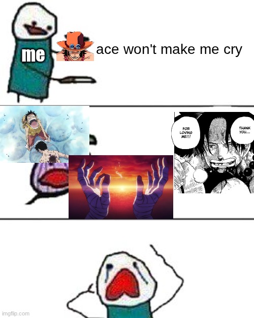 this onion won't make me cry | ace won't make me cry; me | image tagged in this onion won't make me cry,one piece | made w/ Imgflip meme maker