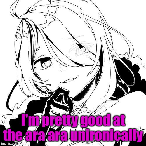 No one needed to know this but idfc | I'm pretty good at the ara ara unironically | image tagged in ara ara | made w/ Imgflip meme maker