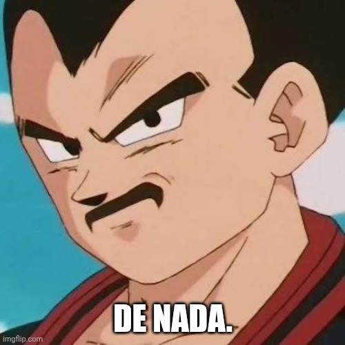DE NADA. | image tagged in vegeta a man from nowhere | made w/ Imgflip meme maker