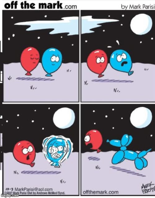 Float for your life! | image tagged in off the mark,balloons,werewolf,full moon,transformation | made w/ Imgflip meme maker