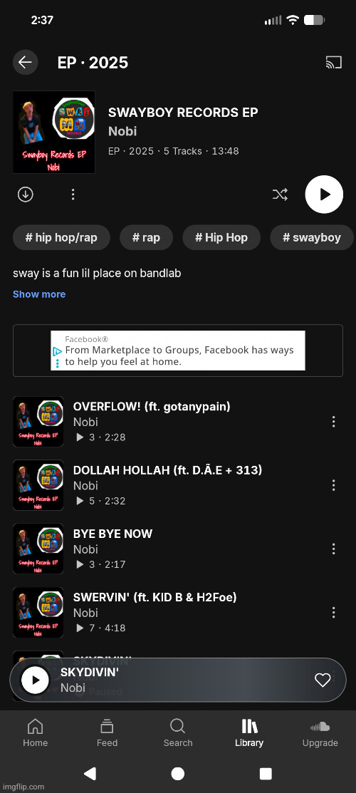 link in comments | image tagged in sway,swayboy ep,rap,music,nobi,soundcloud | made w/ Imgflip meme maker