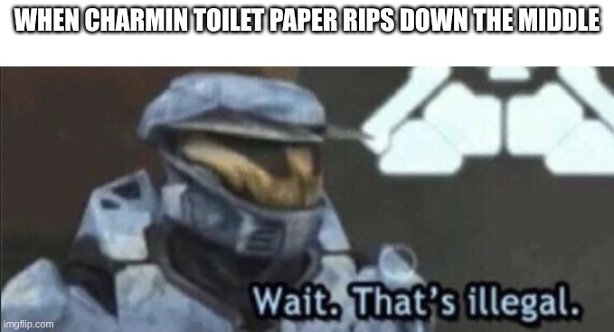 Impossible!!!! | WHEN CHARMIN TOILET PAPER RIPS DOWN THE MIDDLE | image tagged in wait that s illegal,charmin | made w/ Imgflip meme maker