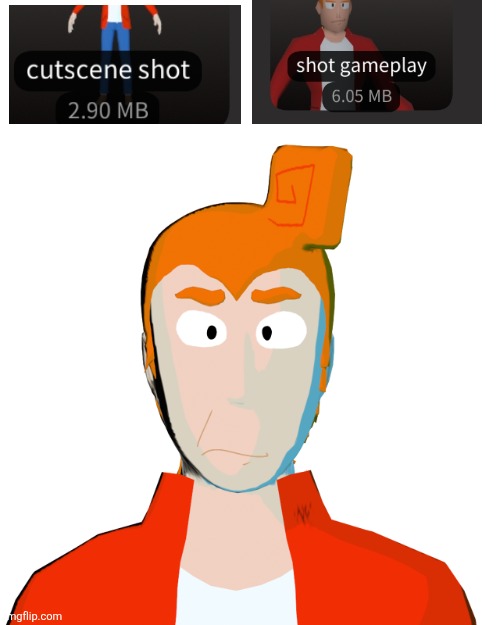 How is the high poly one smaller than the low poly one | made w/ Imgflip meme maker