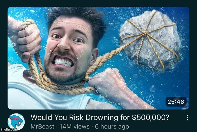how would i use the money if i have a giant boulder tied to my neck dragging me to the bottom of the ocean. | made w/ Imgflip meme maker