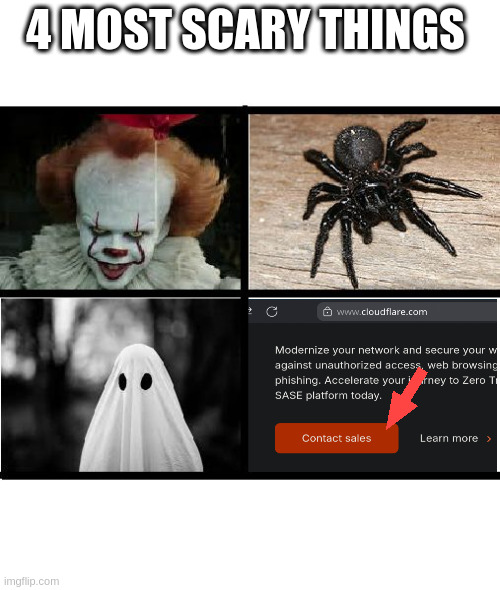  4 Scary things | 4 MOST SCARY THINGS | image tagged in 4 scary things | made w/ Imgflip meme maker