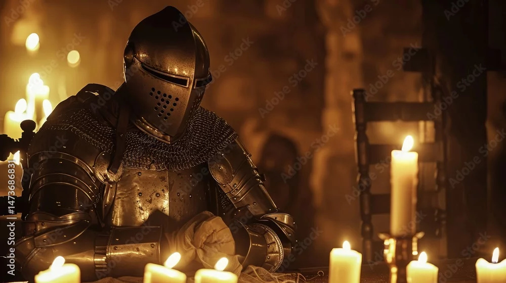 Knight with candle reclaim Blank Meme Template