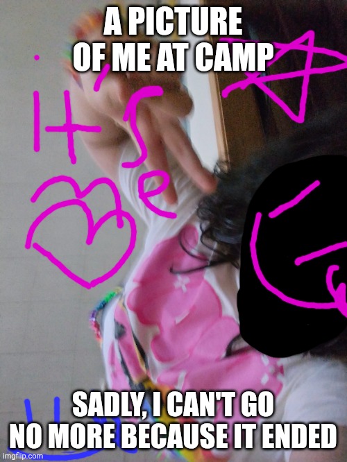 Just a random picture. | A PICTURE OF ME AT CAMP; SADLY, I CAN'T GO NO MORE BECAUSE IT ENDED | image tagged in idk | made w/ Imgflip meme maker