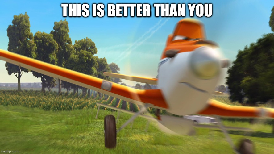 Dusty Crophopper training | THIS IS BETTER THAN YOU | image tagged in dusty crophopper training | made w/ Imgflip meme maker