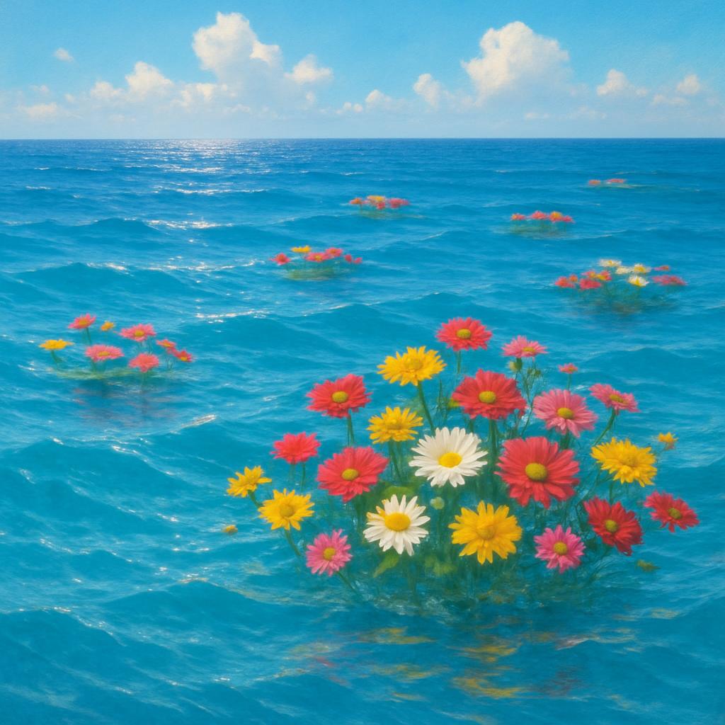 Flowers in the ocean Blank Meme Template