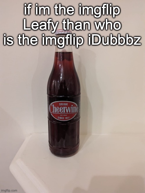 Cheerwine | if im the imgflip Leafy than who is the imgflip iDubbbz | image tagged in cheerwine | made w/ Imgflip meme maker