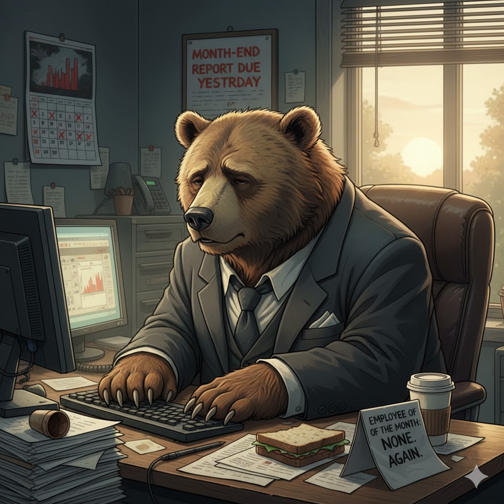 Tired Business bear Blank Meme Template