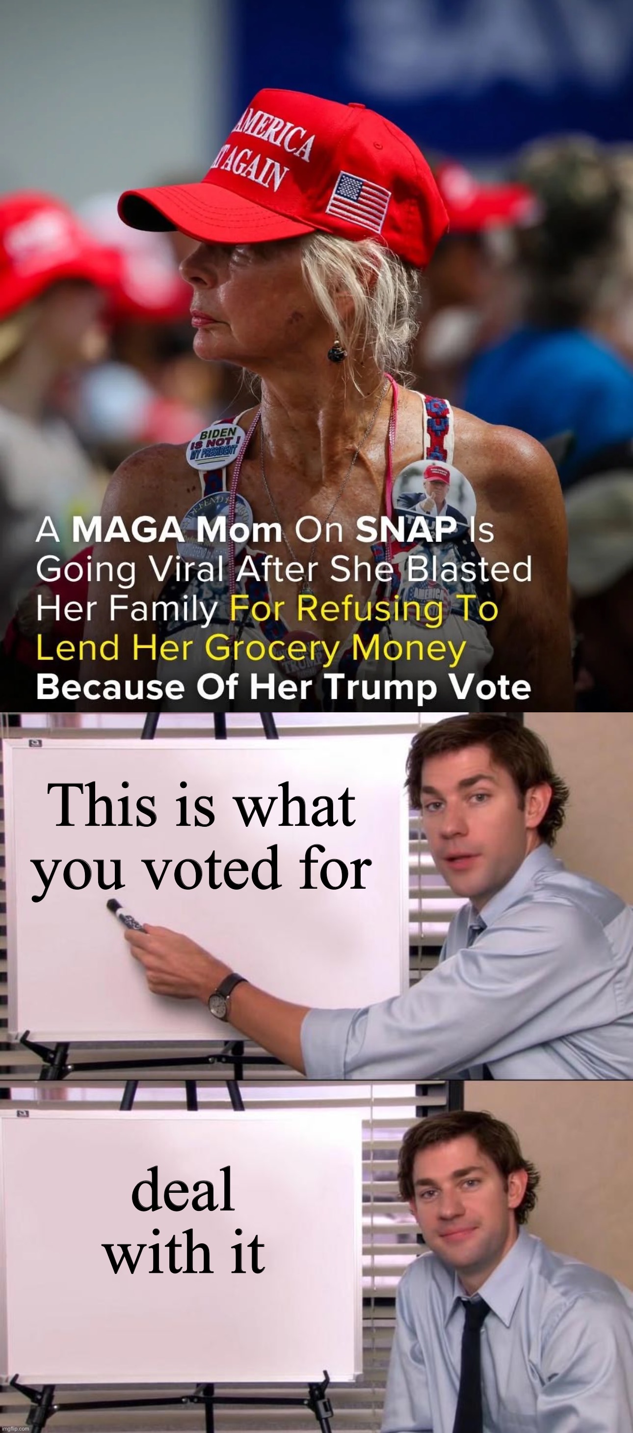 This is what you voted for; deal with it | image tagged in jim halpert explains | made w/ Imgflip meme maker