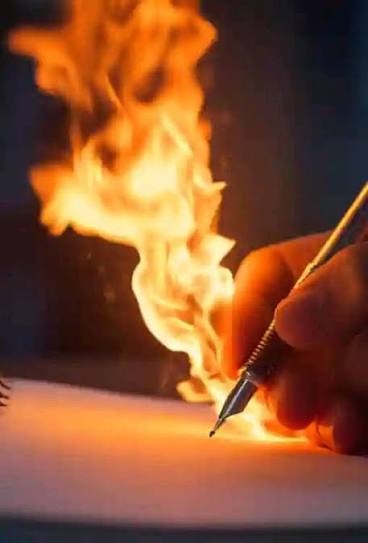 Pen on fire Blank Meme Template