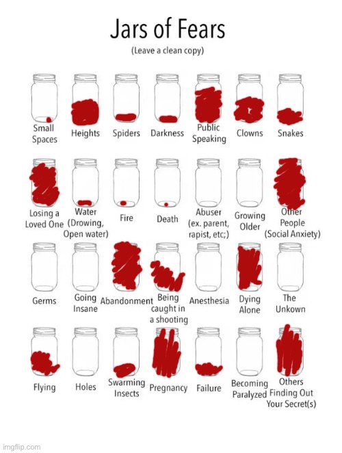 Yeah uhm,,, some of these are bc of trauma uhm. | image tagged in jar of fears clear version | made w/ Imgflip meme maker