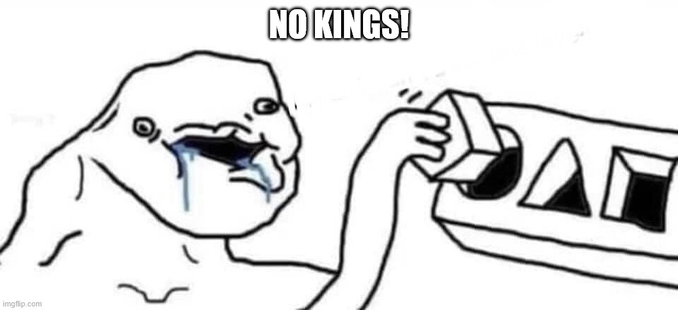 NO KINGS! | image tagged in putting square block in round hole | made w/ Imgflip meme maker