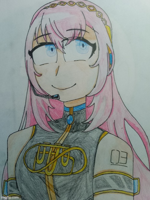 Haven't worked with color pencils in so long | image tagged in vocaloid,megurine luka,color pencil,art,character art | made w/ Imgflip meme maker