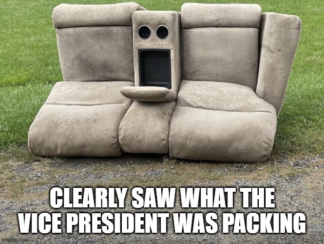 JD's Couch | CLEARLY SAW WHAT THE VICE PRESIDENT WAS PACKING | image tagged in jd vance,politics | made w/ Imgflip meme maker