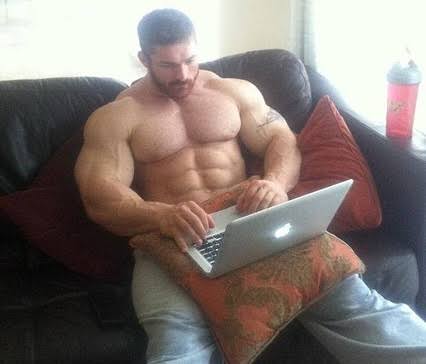 Bodybuilder Laptop Blank Meme Template