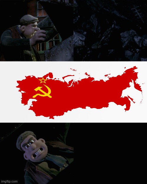 mr tweedy punishes the USSR | image tagged in mr tweedy punishes,soviet union,communism,chicken run,ussr,based | made w/ Imgflip meme maker
