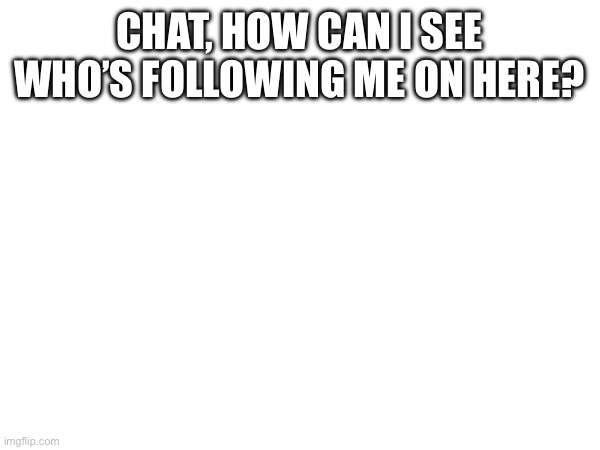 CHAT, HOW CAN I SEE WHO’S FOLLOWING ME ON HERE? | image tagged in question,imgflip | made w/ Imgflip meme maker