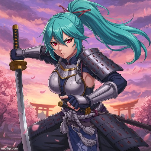 anime woman samurai | image tagged in based,samurai,japan,badass | made w/ Imgflip meme maker