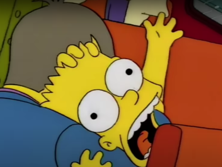 Bart Simpson Screaming On The School Bus Blank Meme Template